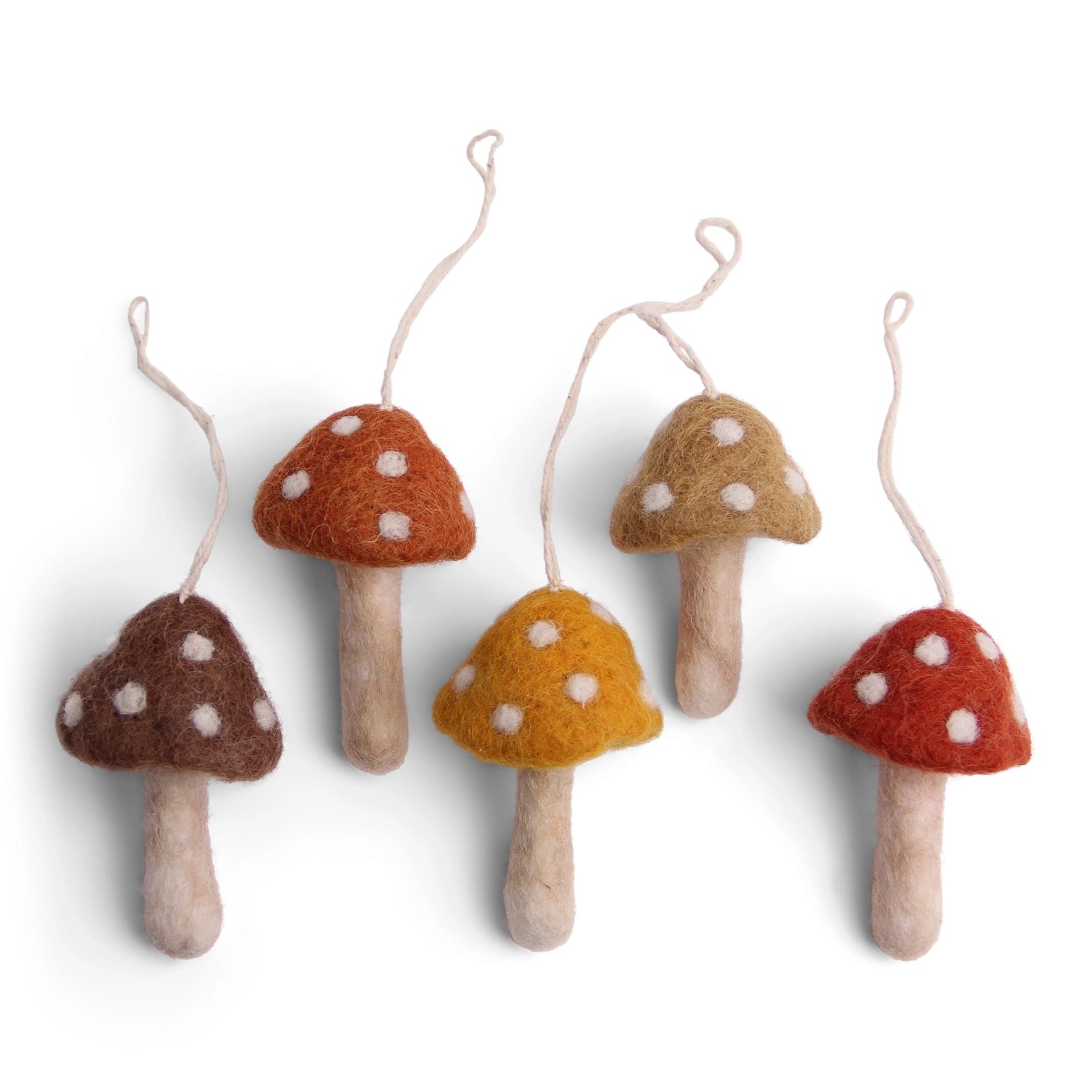 WOOL MUSHROOMS - SET OF 5