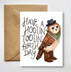 HOOTIN' TOOTIN' COWBOY OWL BIRTHDAY CARD