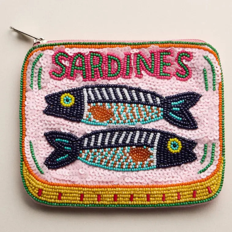 LIBBY BEADED SARDINE ZIP POUCH