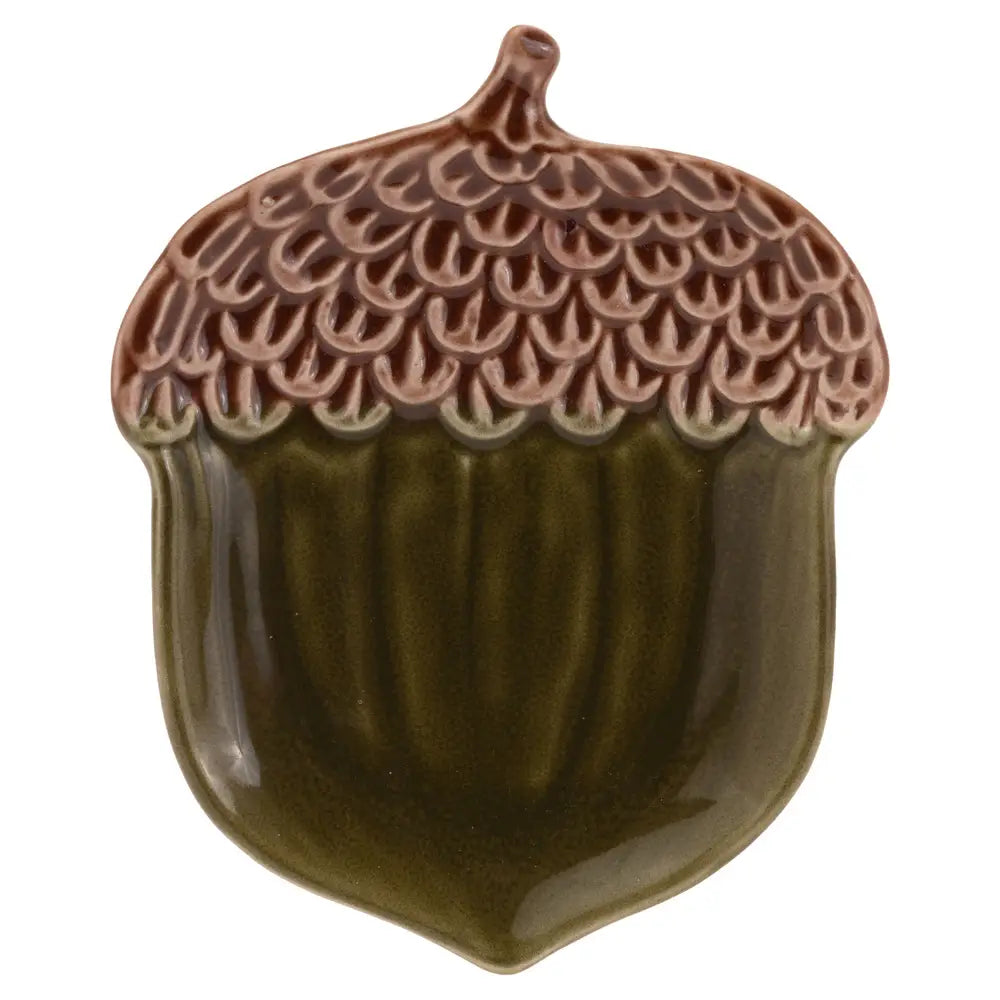 ACORN CERAMIC PLATE - OLIVE GREEN
