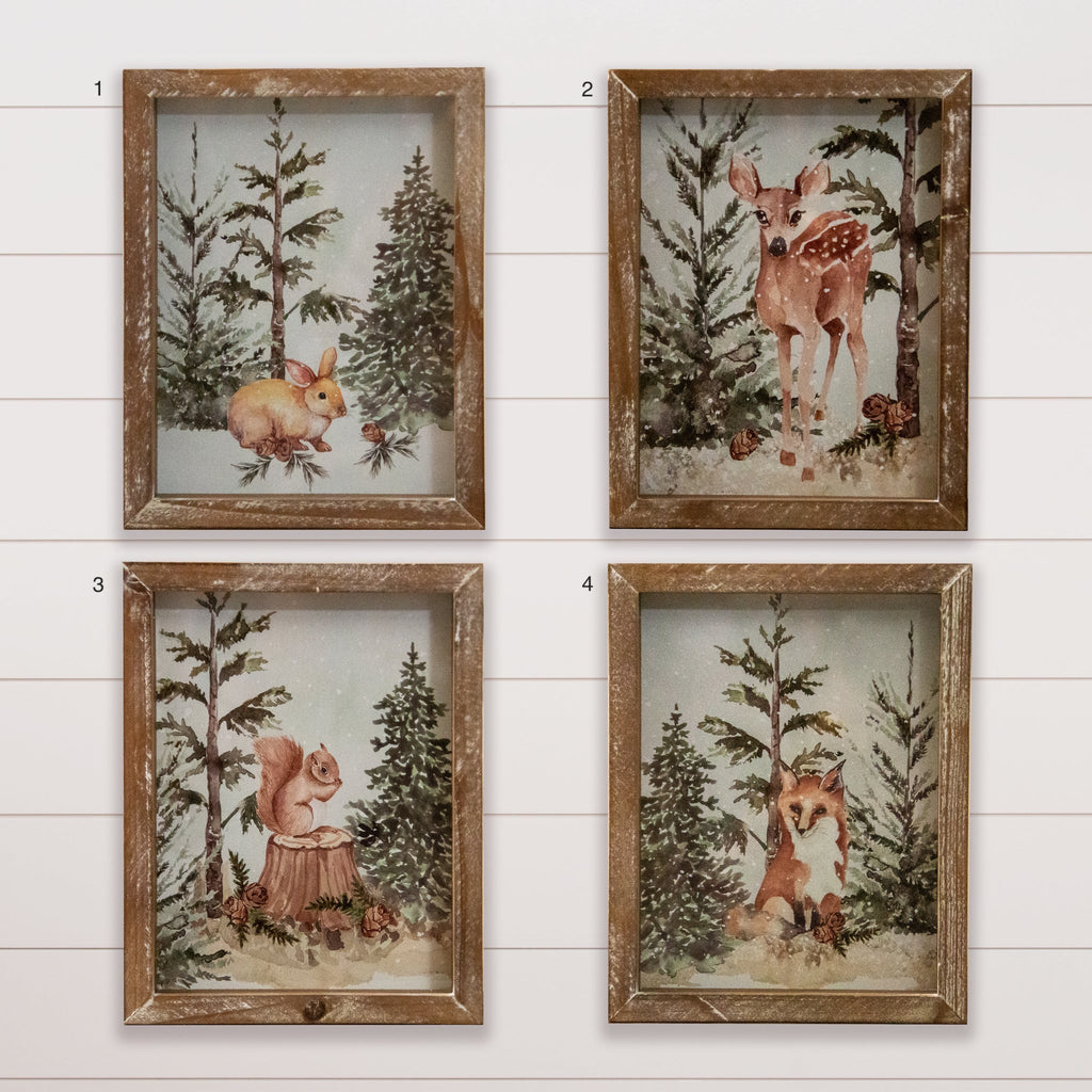 FRAMED PRINTS - WOODLAND ANIMALS IN THE FOREST