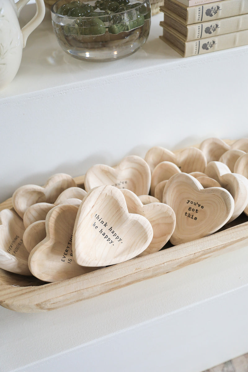 THINK HAPPY WOOD HEART TRINKET TRAY