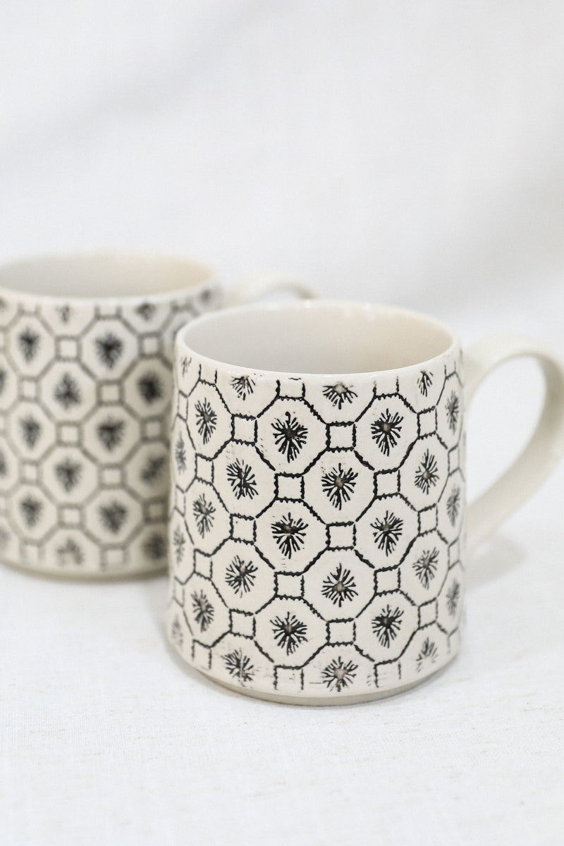 BLACK + WHITE PATTERNED MUG