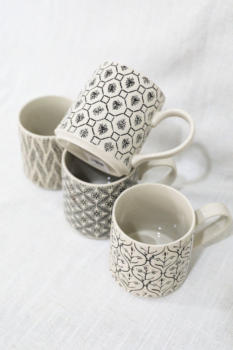 BLACK + WHITE PATTERNED MUG