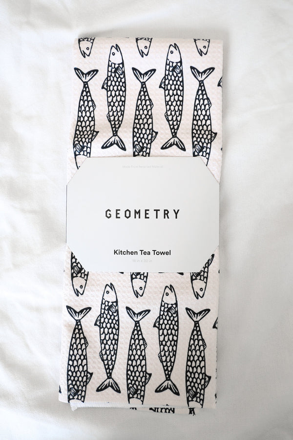 GEOMETRY TEA TOWEL - FISH FRIENDS