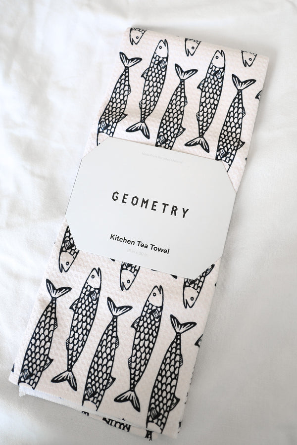 GEOMETRY TEA TOWEL - FISH FRIENDS