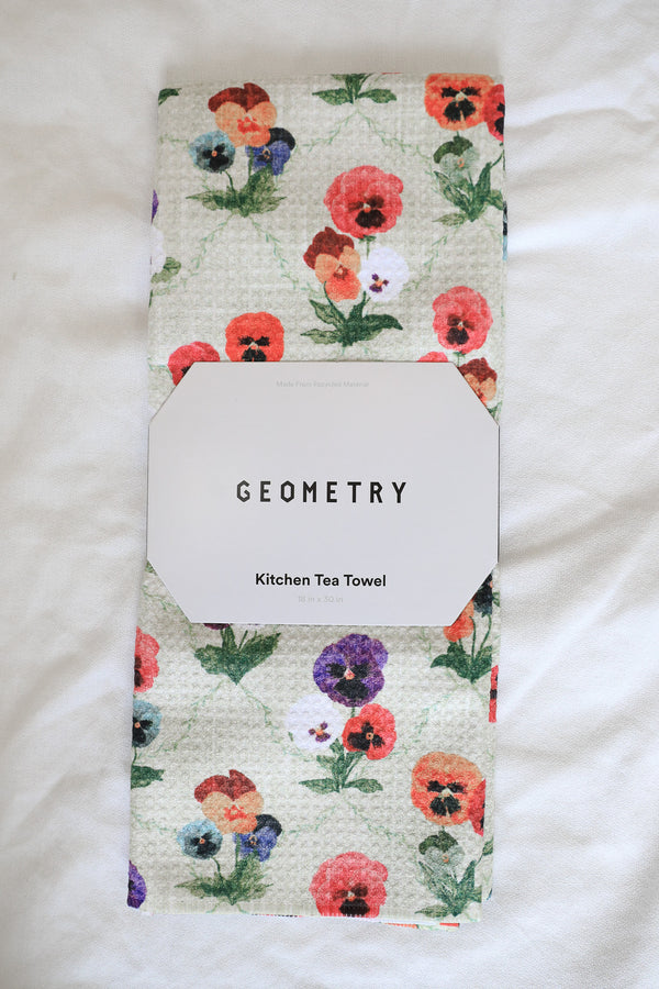 GEOMETRY TEA TOWEL - PANSIES