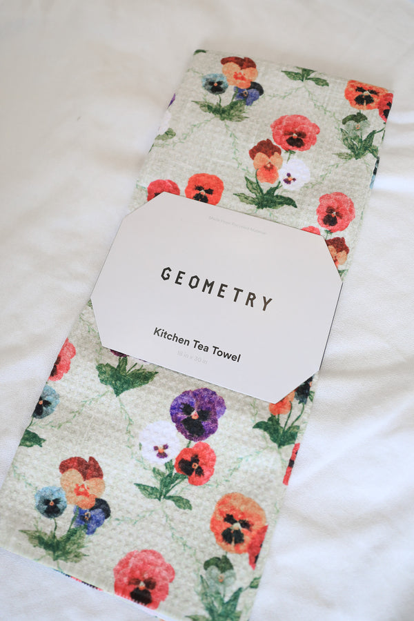 GEOMETRY TEA TOWEL - PANSIES