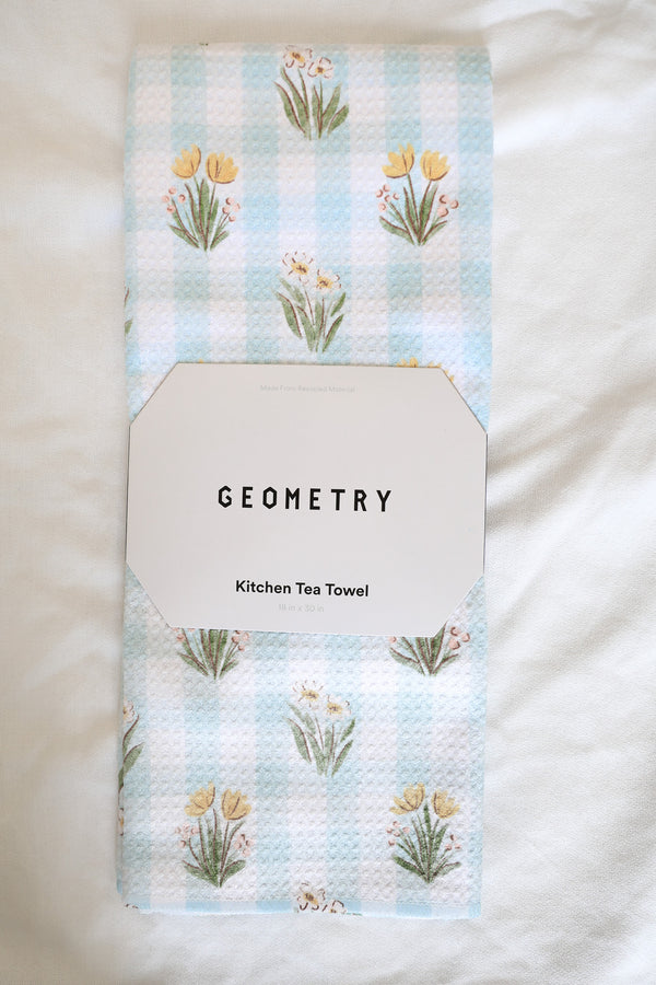 GEOMETRY TEA TOWEL - PICNIC PLAID BLUE