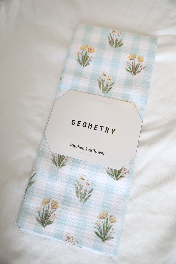 GEOMETRY TEA TOWEL - PICNIC PLAID BLUE