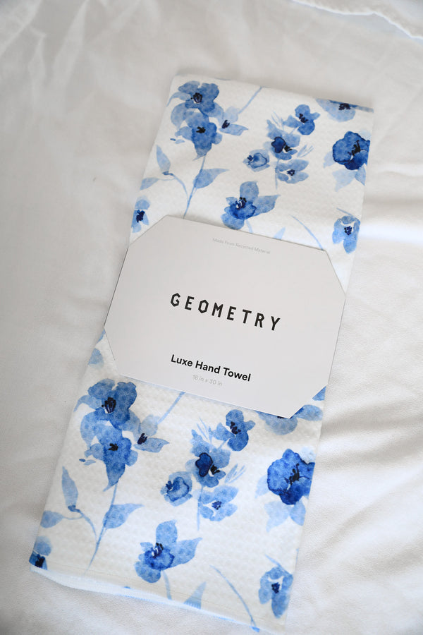 GEOMETRY LUXE HAND TOWEL - BLUE FLORAL