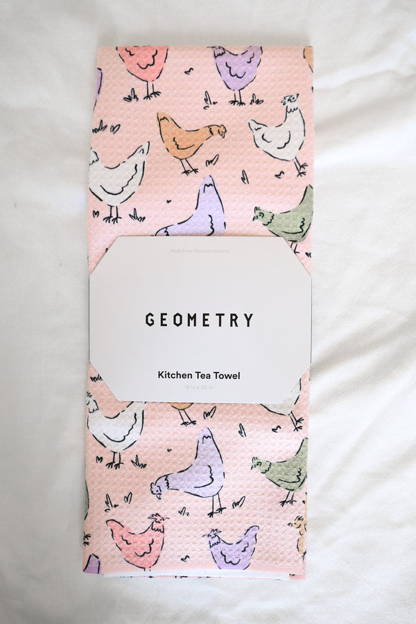 GEOMETRY TEA TOWEL - SPRING CHICKENS