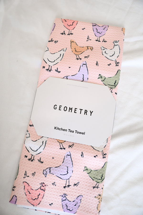 GEOMETRY TEA TOWEL - SPRING CHICKENS