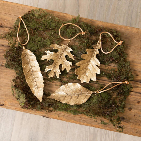 GOLD LEAF ORNAMENTS - PK OF 4