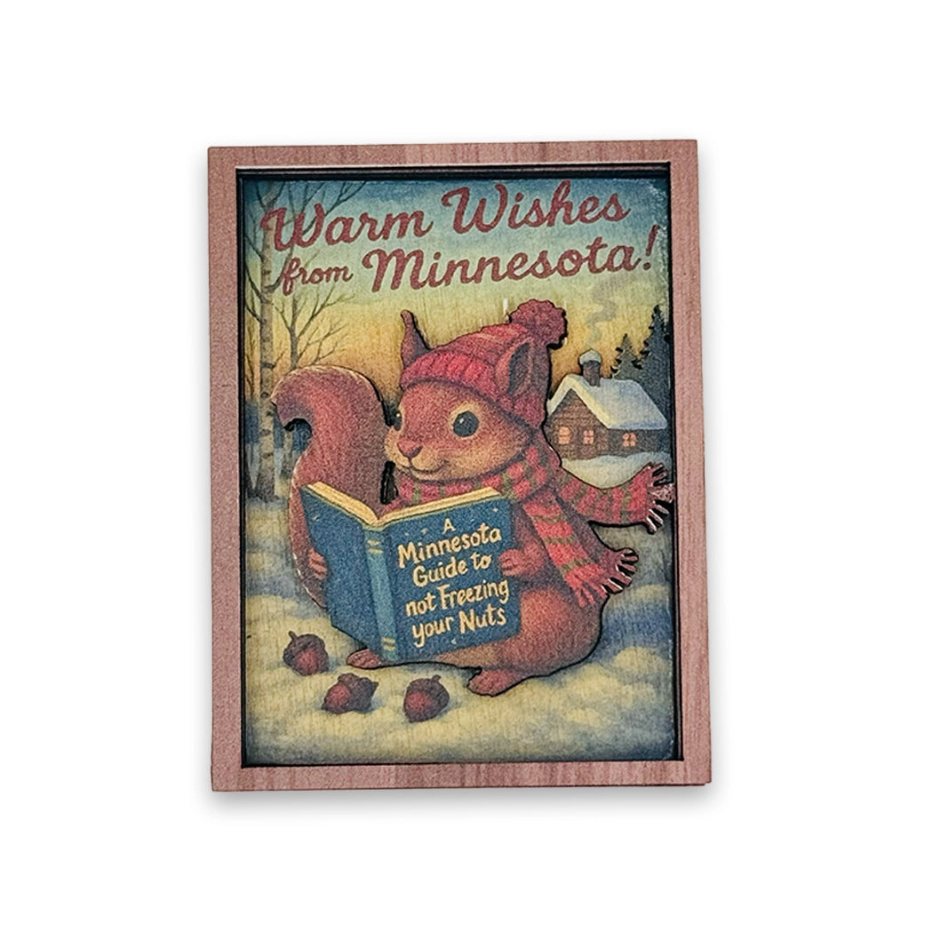 FROZEN NUTS SQUIRREL WOOD MAGNET
