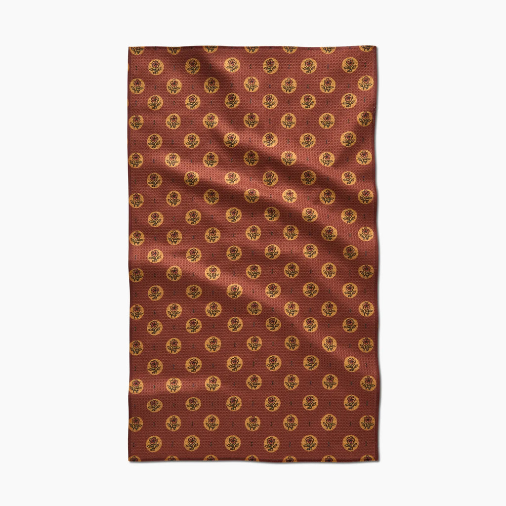 GEOMETRY TEA TOWEL - FLORAL ORANGE