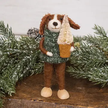 DOG WITH TREE ORNAMENT