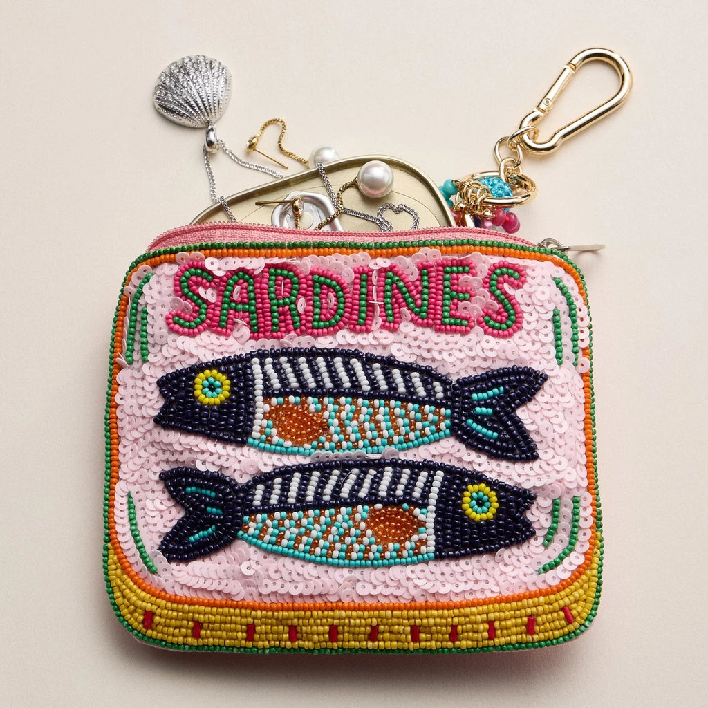 LIBBY BEADED SARDINE ZIP POUCH