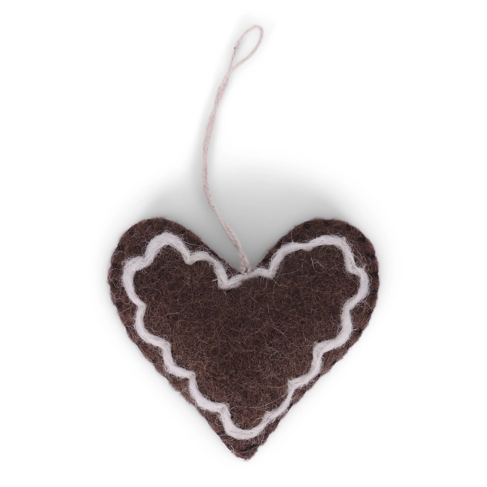 WOOL GINGERBREAD HEART ORNAMENT