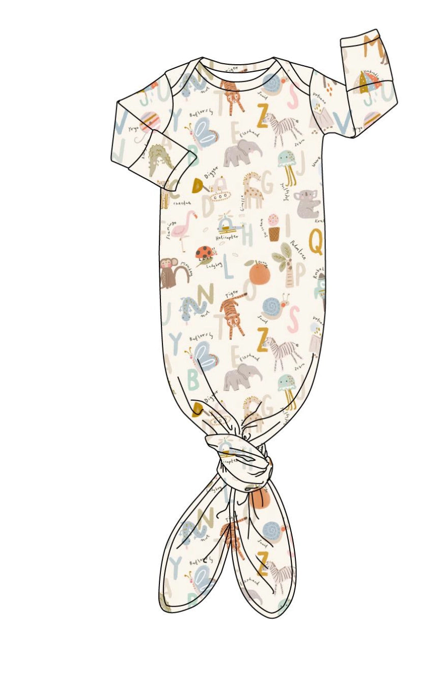 ANIMAL ABC KNOTTED GOWN