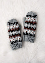 GRAY FAIRISLE MITTENS