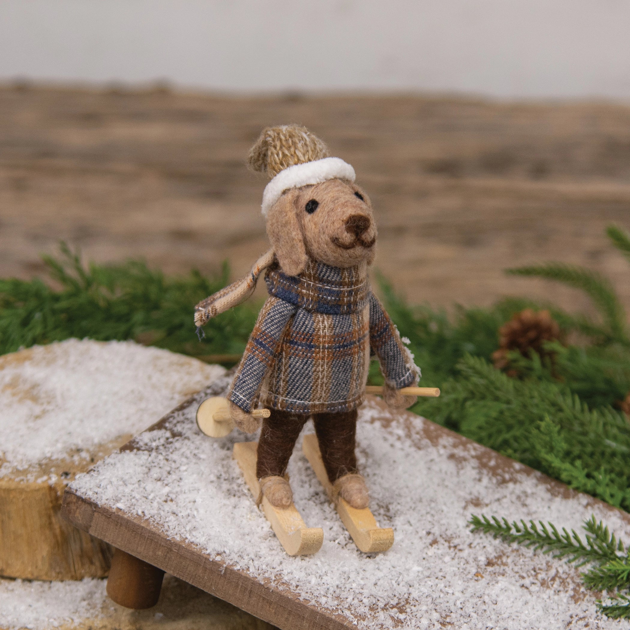 SKI CHALET DOG ORNAMENT