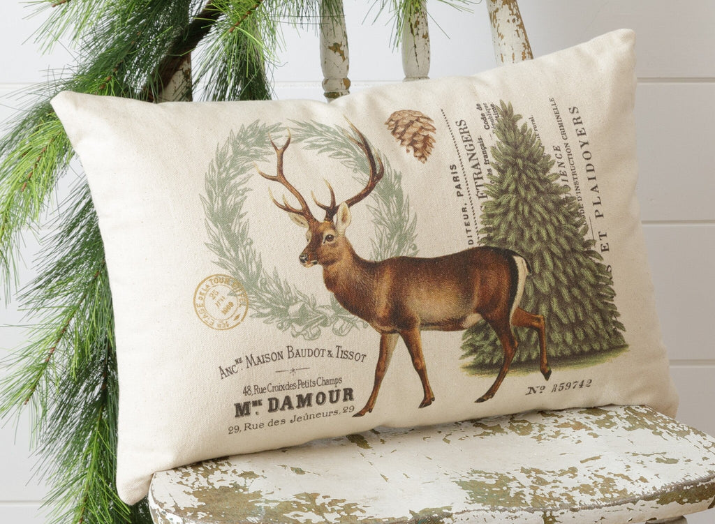 VINTAGE WOODLAND DEER PILLOW