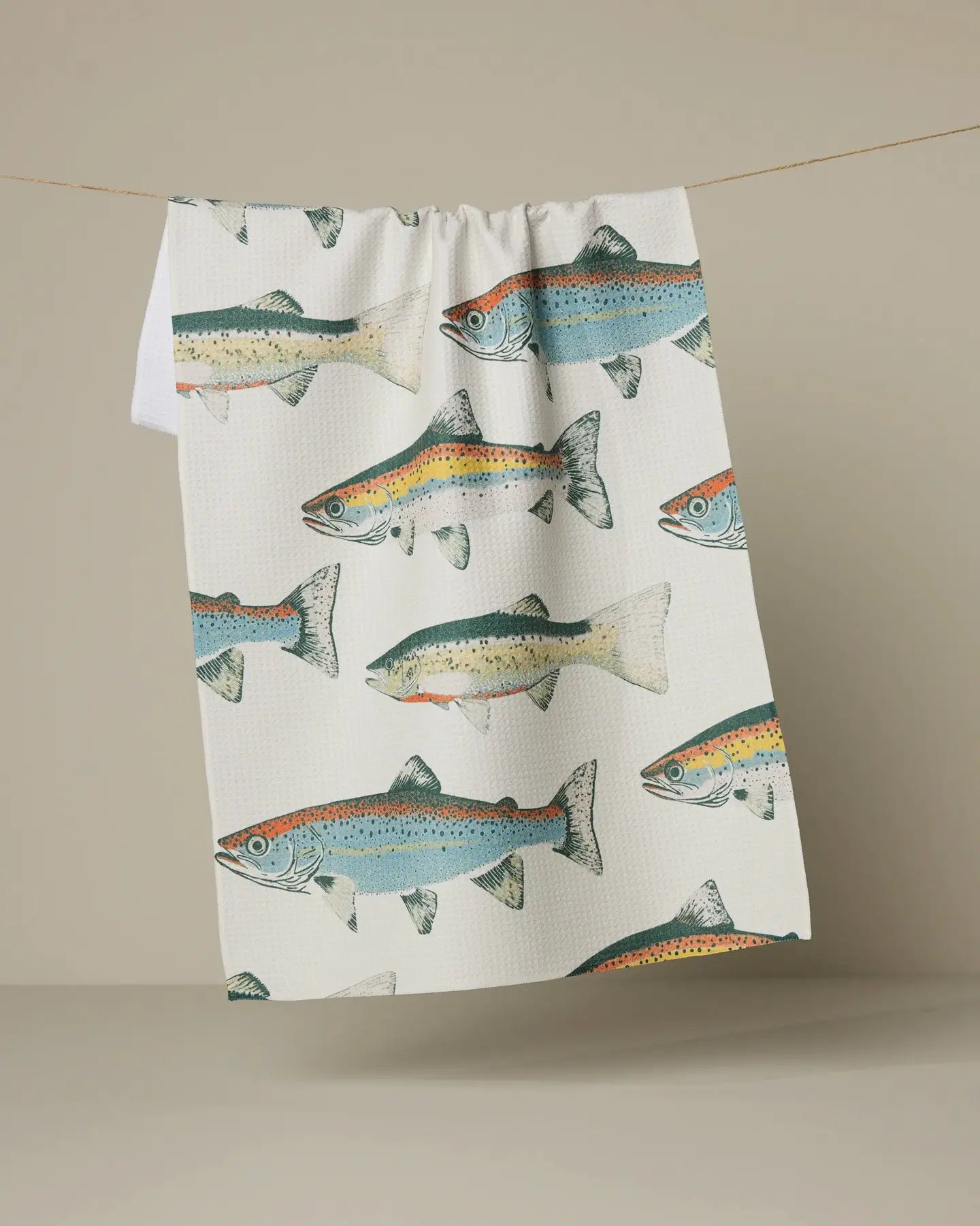GEOMETRY TEA TOWEL - HOOKED ON FISHING