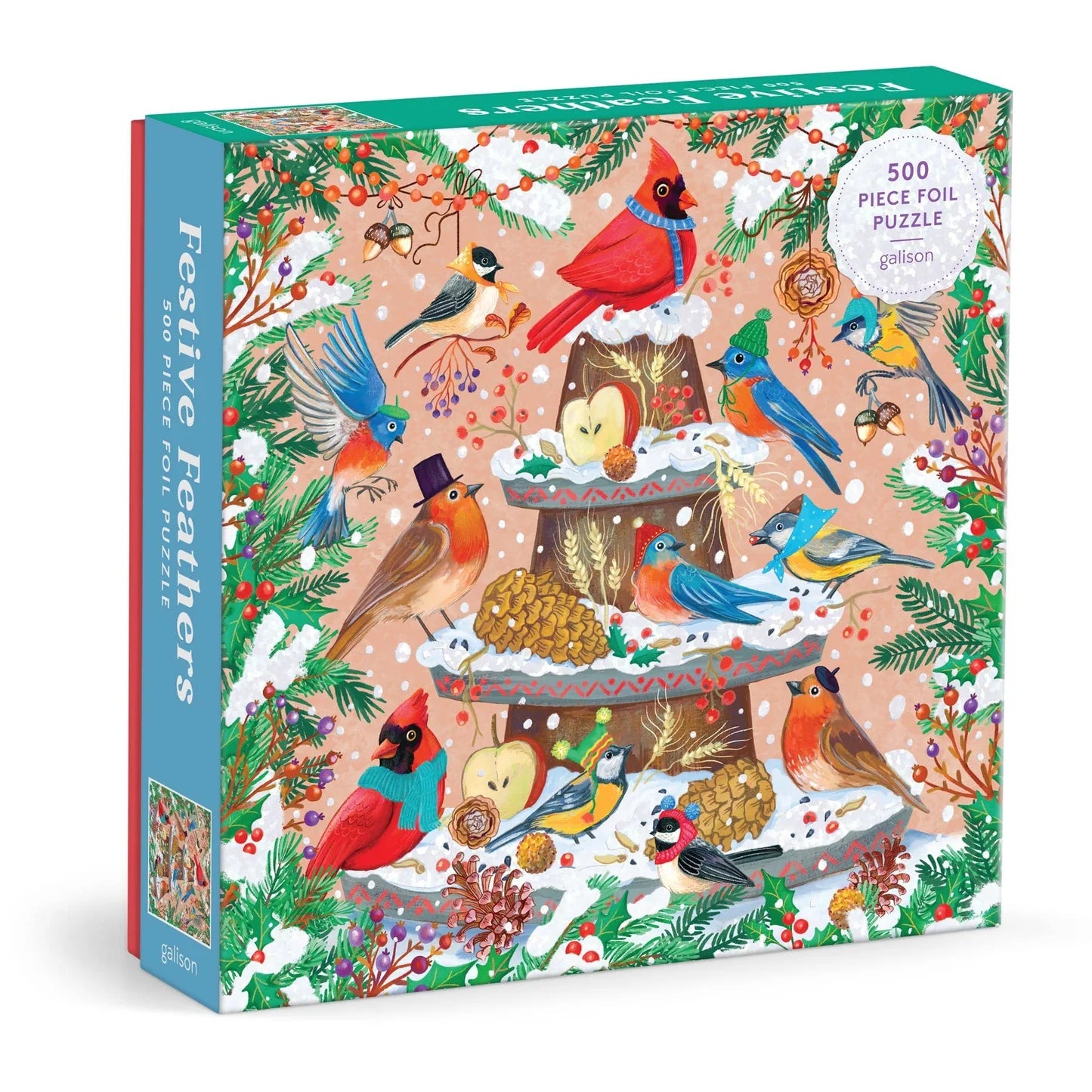 FESTIVE FEATHERS 500 PC. FOIL PUZZLE