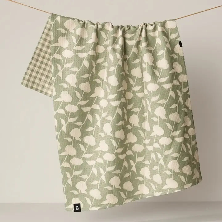 GEOMETRY LUXE KITCHEN TOWEL - SAGE BLOSSOM