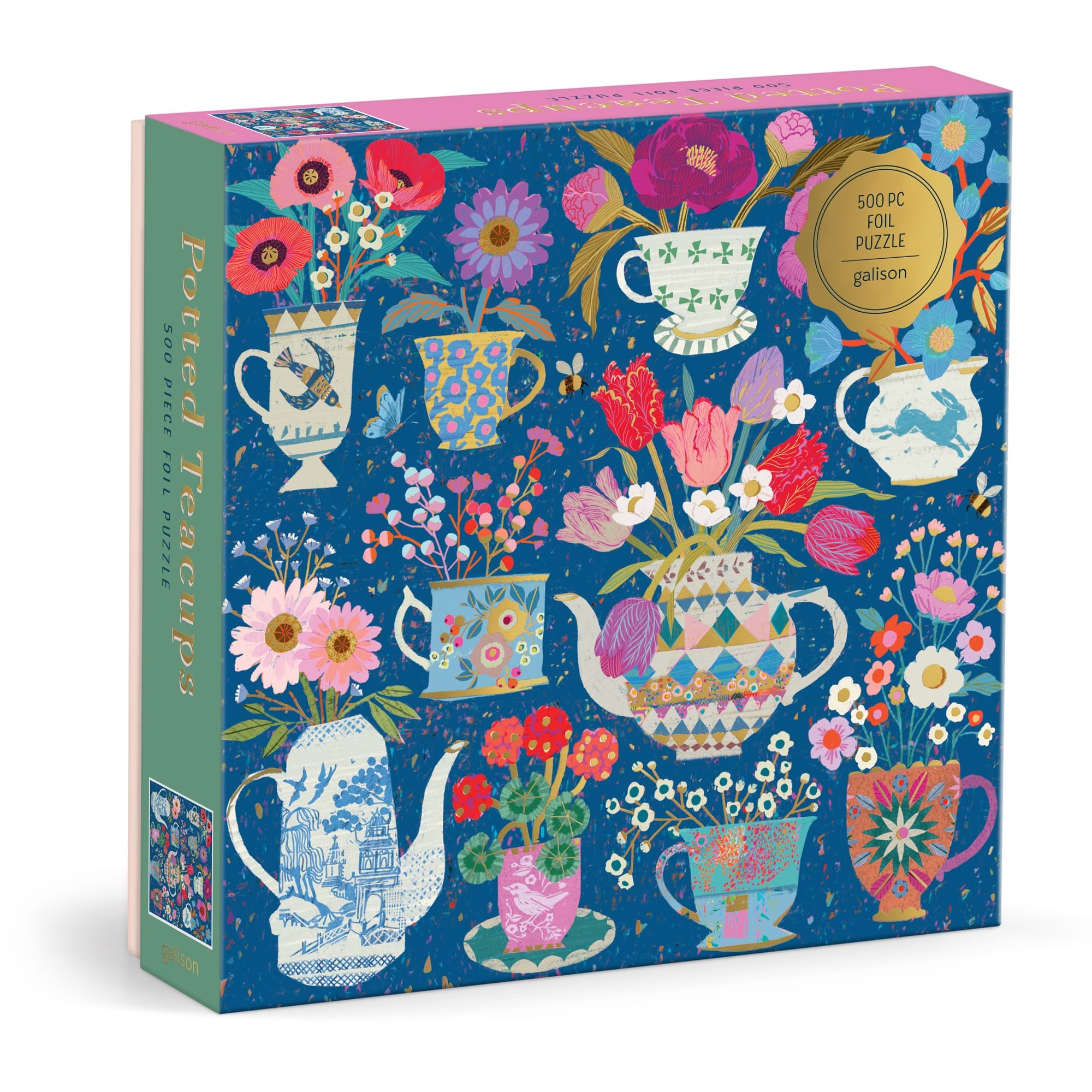 VICTORIA BALL POTTED TEACUPS 500 PC. FOIL PUZZLE