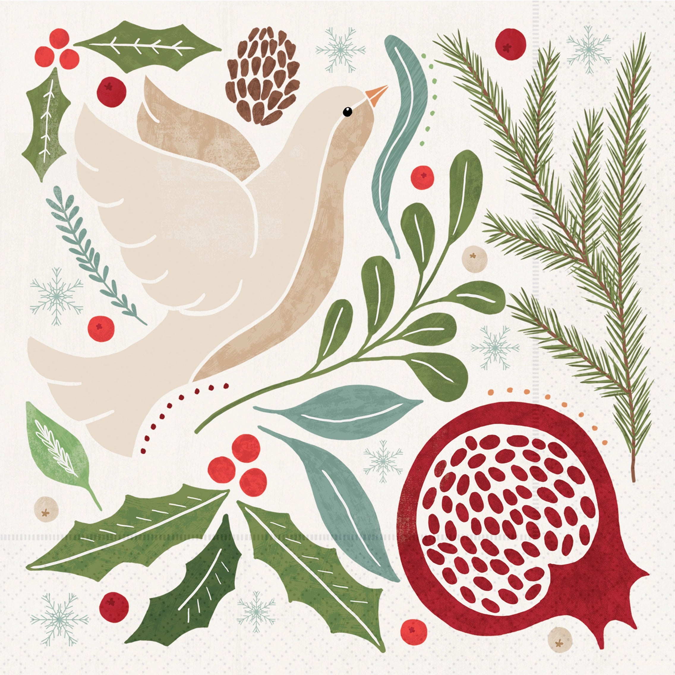 WINTER BERRY DOVE (COCKTAIL NAPKIN)