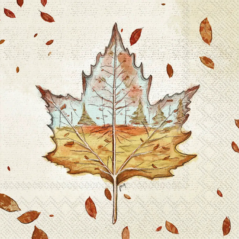 AUTUMN LEAF SCENE PAPER COCKTAIL NAPKINS