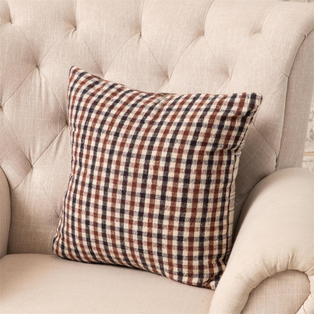 BROWN PLAID DECORATIVE PILLOW