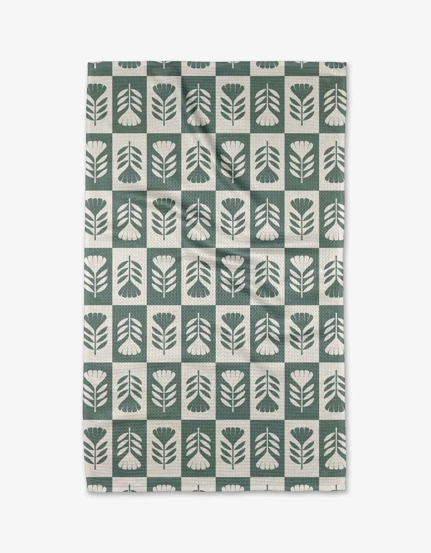 GEOMETRY TEA TOWEL - GREEN FLOWER PATCH