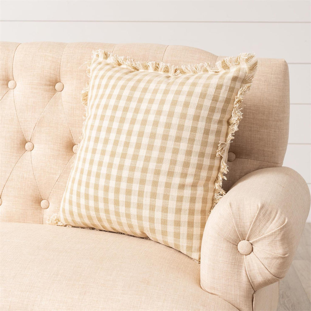 TAN GINGHAM DECORATIVE PILLOW