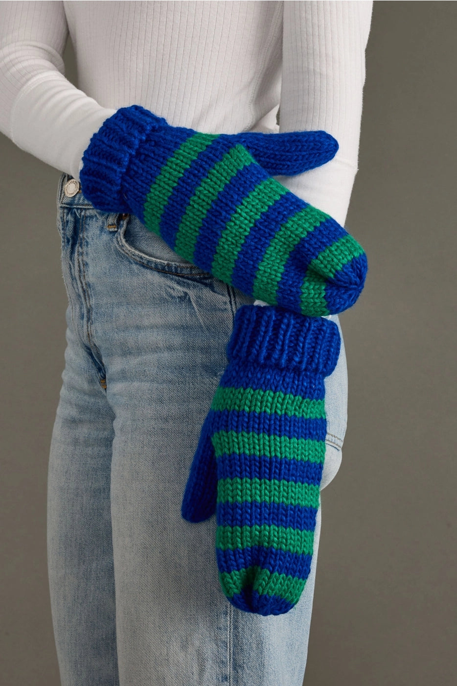 ROYAL BLUE + GREEN MITTENS