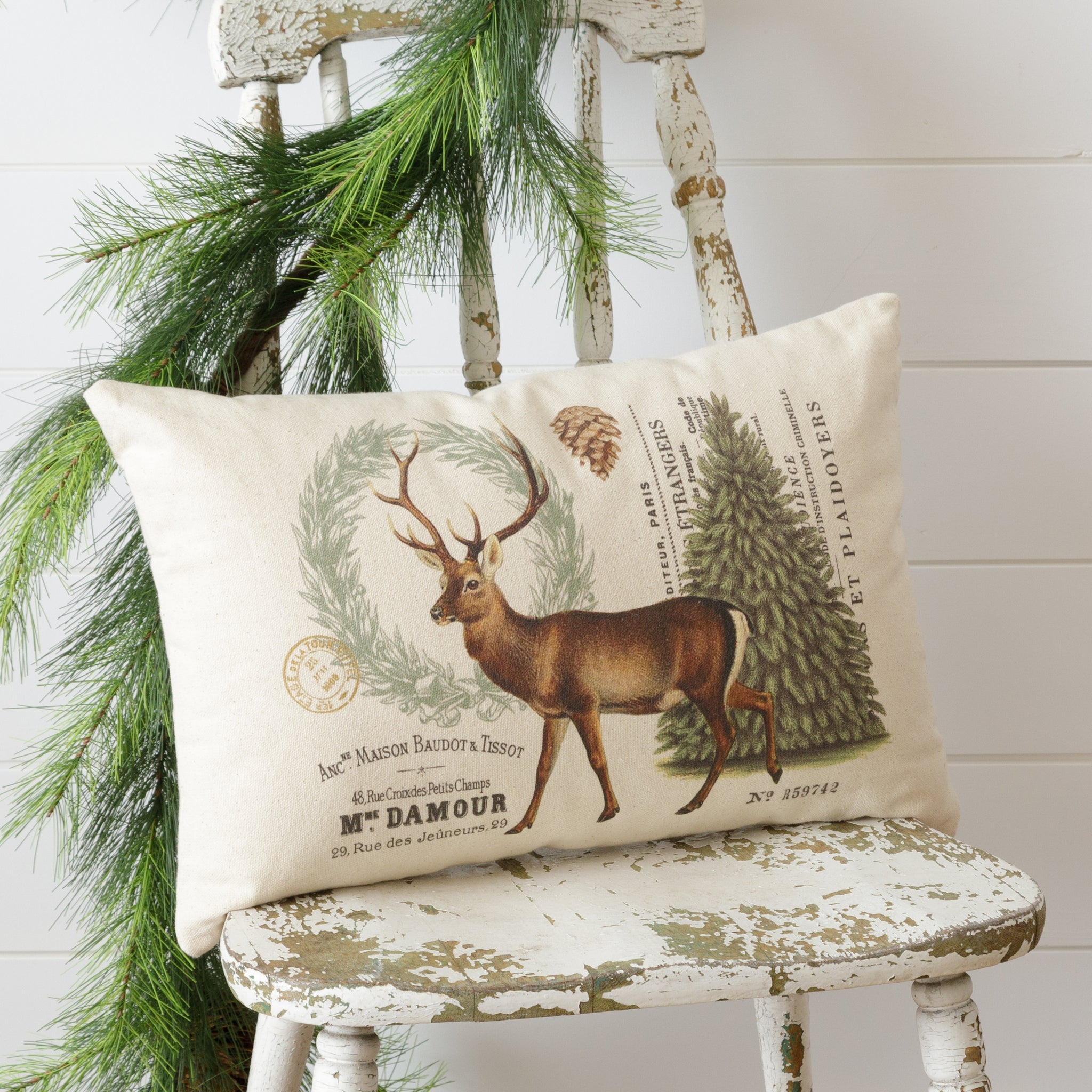VINTAGE WOODLAND DEER PILLOW