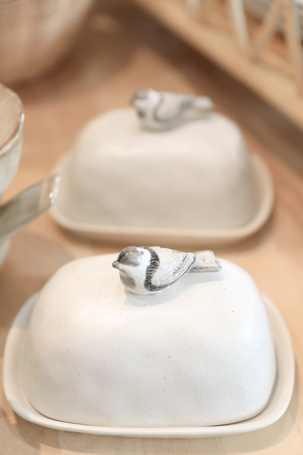 BIRD STONE BUTTER DISH