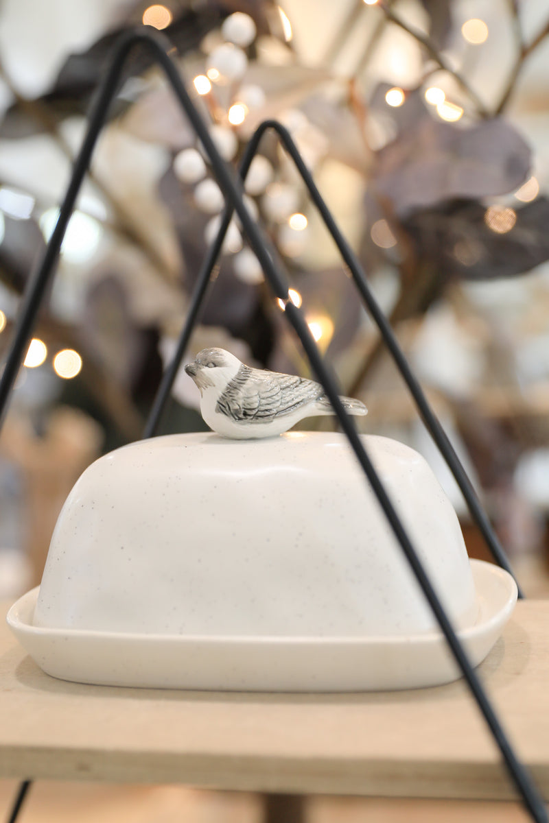 BIRD STONE BUTTER DISH