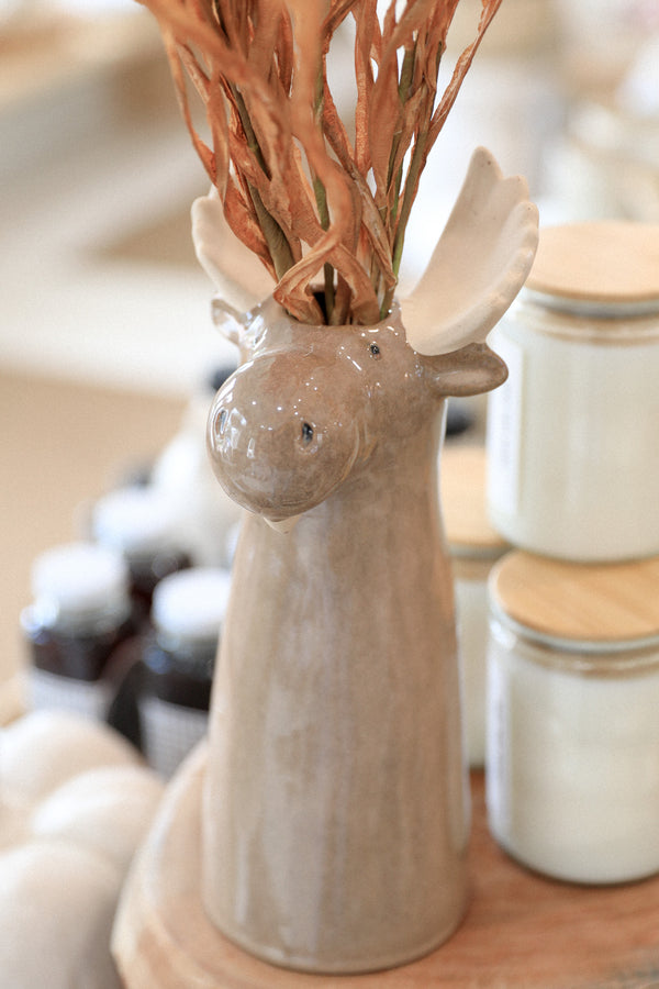 STONEWARE MOOSE VASE