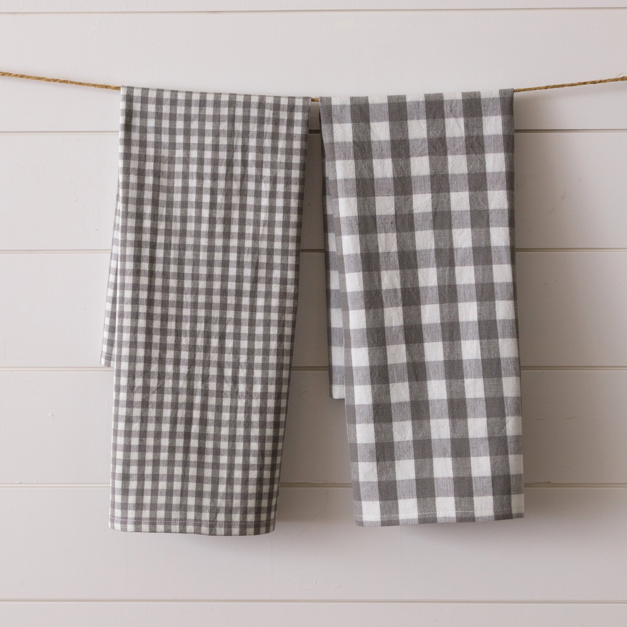 TEA TOWELS - GRAY GINGHAM