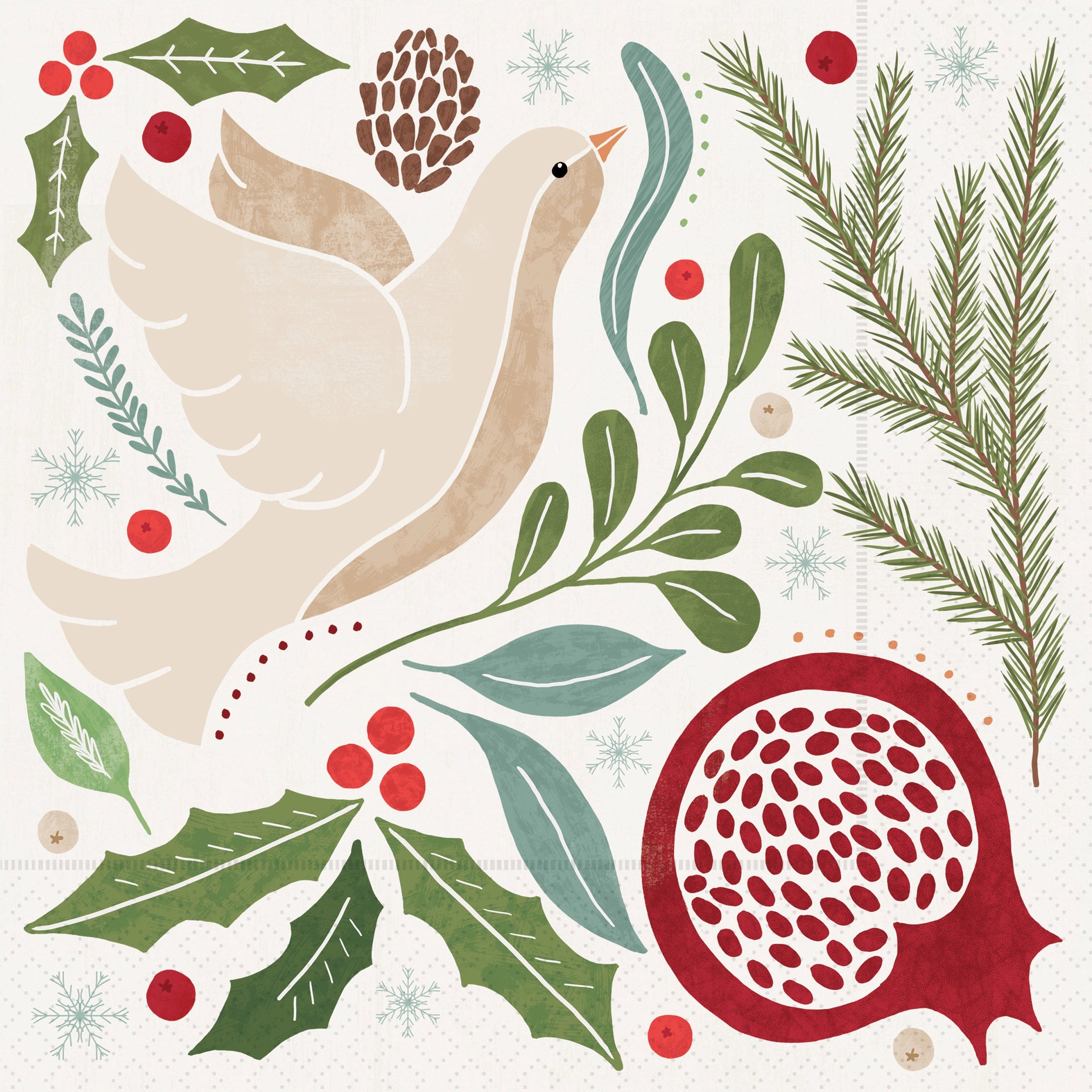 WINTER BERRY DOVE (LUNCH NAPKIN)