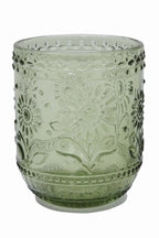 EMBOSSED GREEN DRINKING GLASS