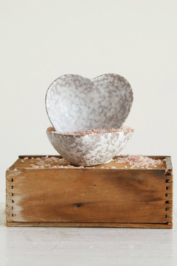 SPECKLED STONEWARE HEART DISH