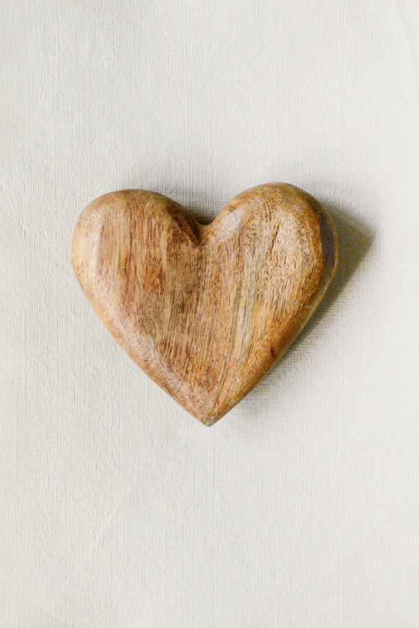 CARVED MANGO WOOD HEART