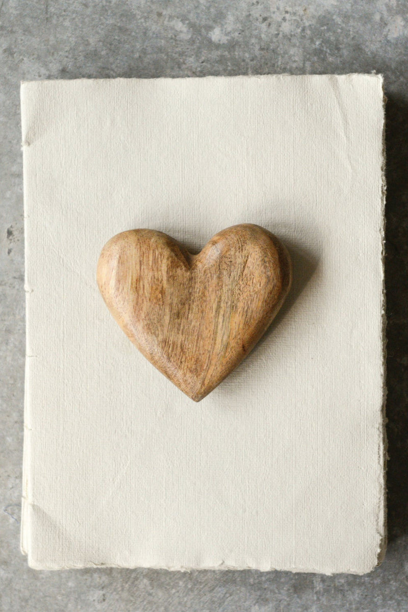 CARVED MANGO WOOD HEART