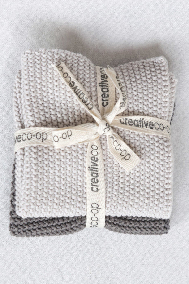 GREY COTTON KNIT DISH CLOTHS