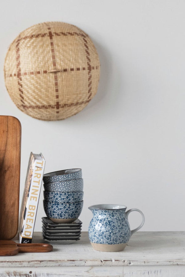 FLORAL STONEWARE PITCHER