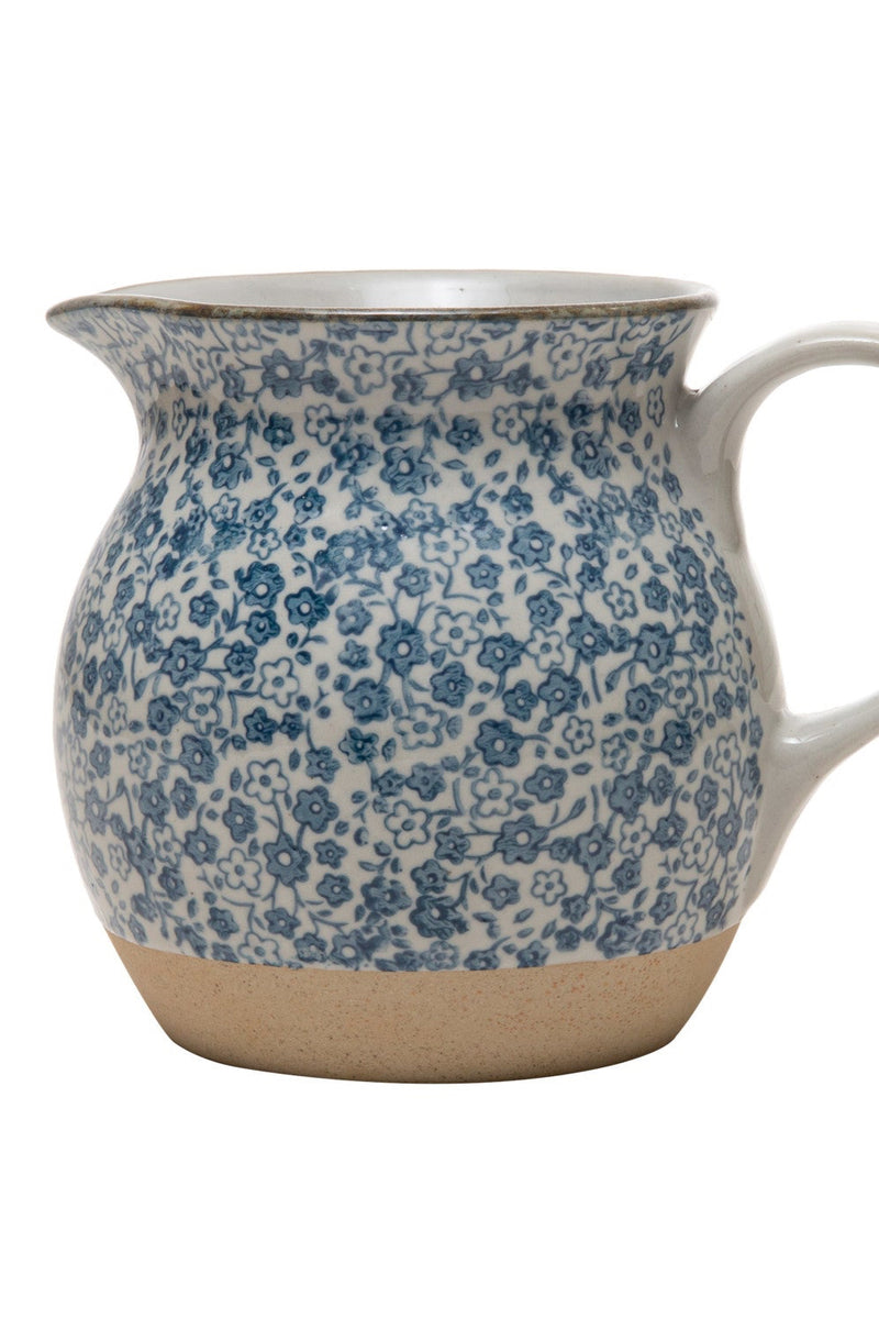 FLORAL STONEWARE PITCHER